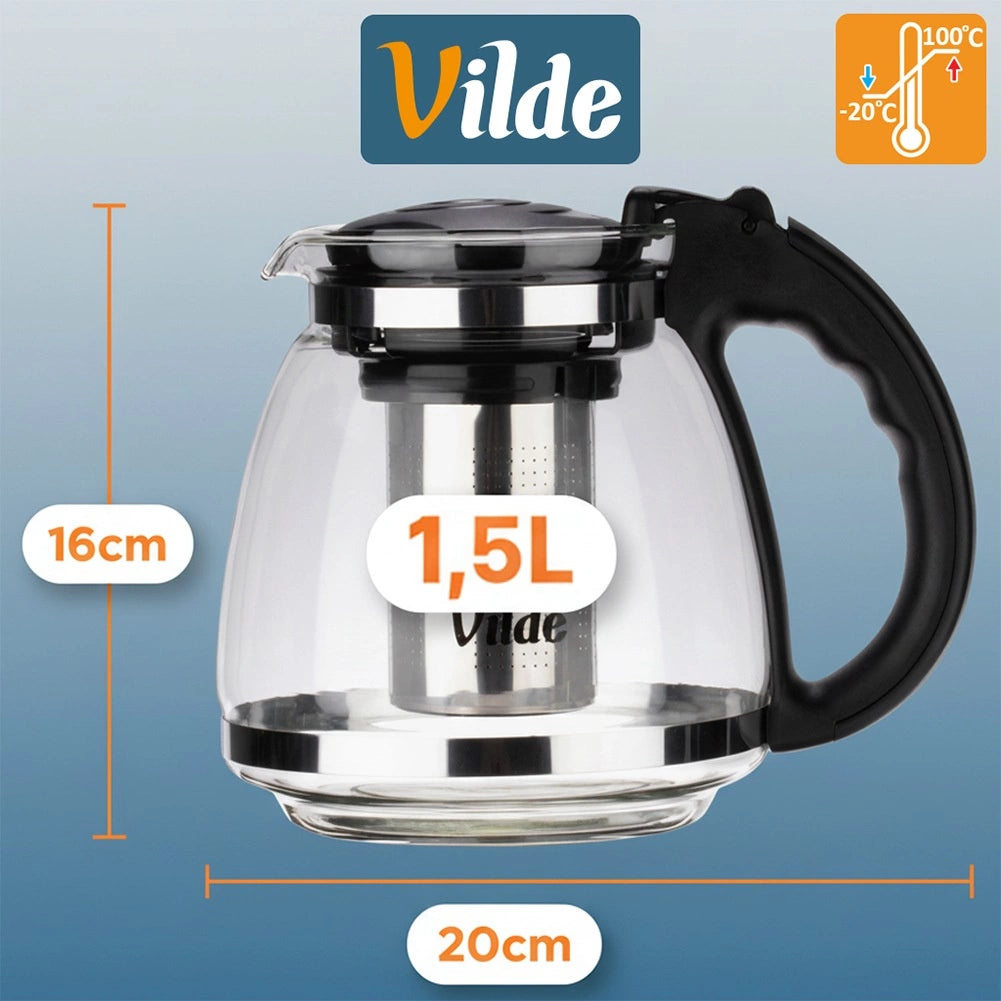 Glass Teapot with Stainless Steel Infuser, 1.5L
