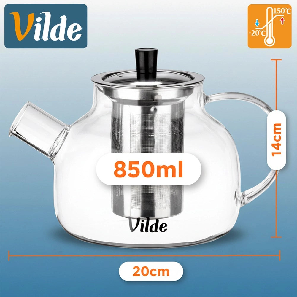 Glass Teapot with Stainless Steel Infuser, 850 ml