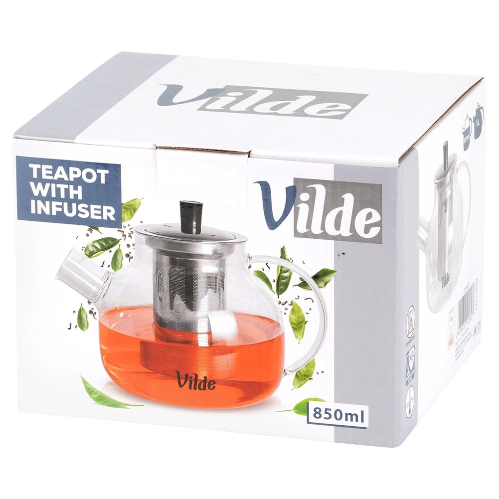 Glass Teapot with Stainless Steel Infuser, 850 ml