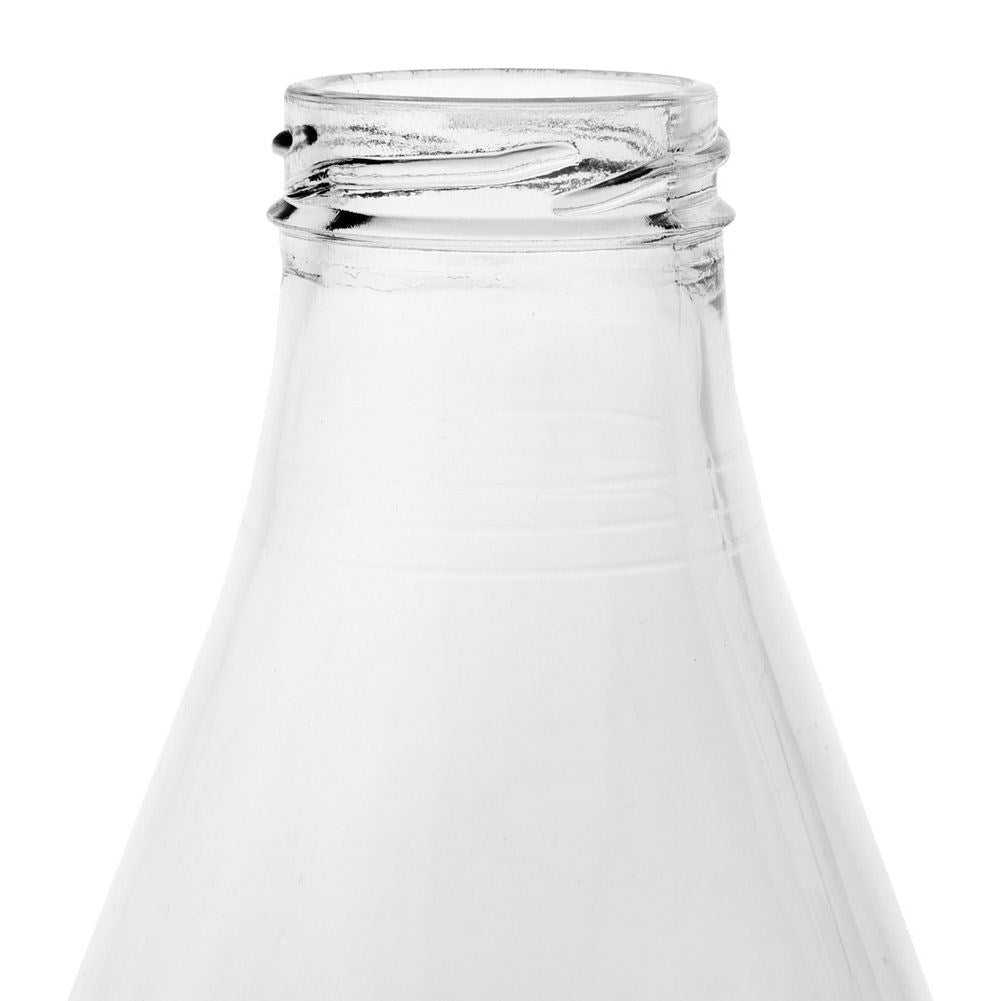 Glass bottle 1L with white screw cap for milk and drinks