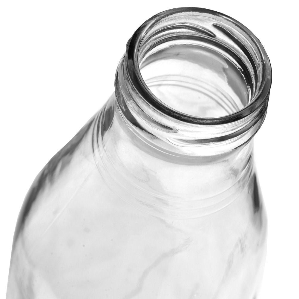 Glass bottle 1L with white screw cap for milk and drinks