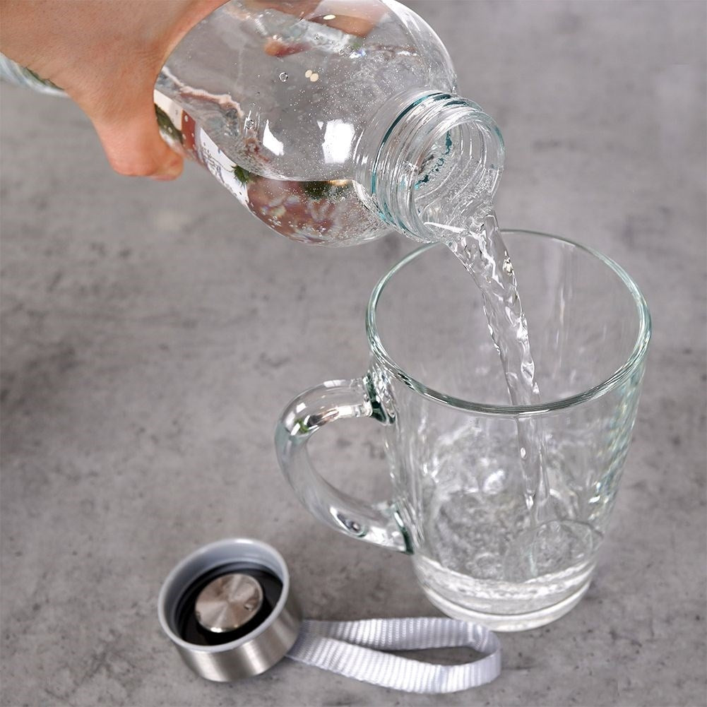 Glass bottle 600 ml with seal and steel lid for all drinks
