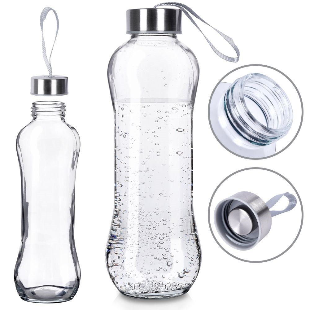 Glass bottle 600 ml with seal and steel lid for all drinks