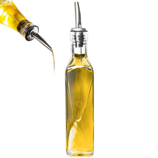 Glass bottle for oil/vinegar with dosing function
