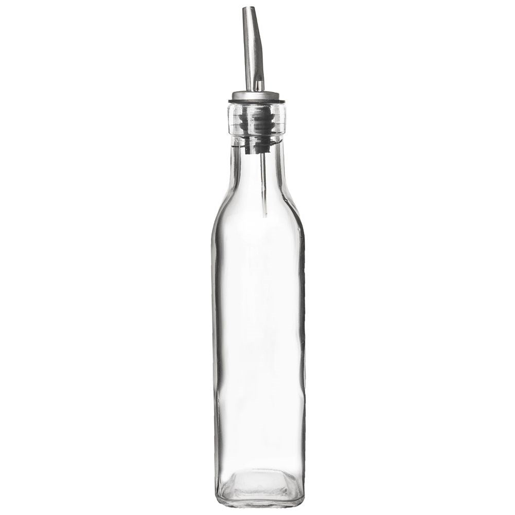 Glass bottle for oil/vinegar with dosing function