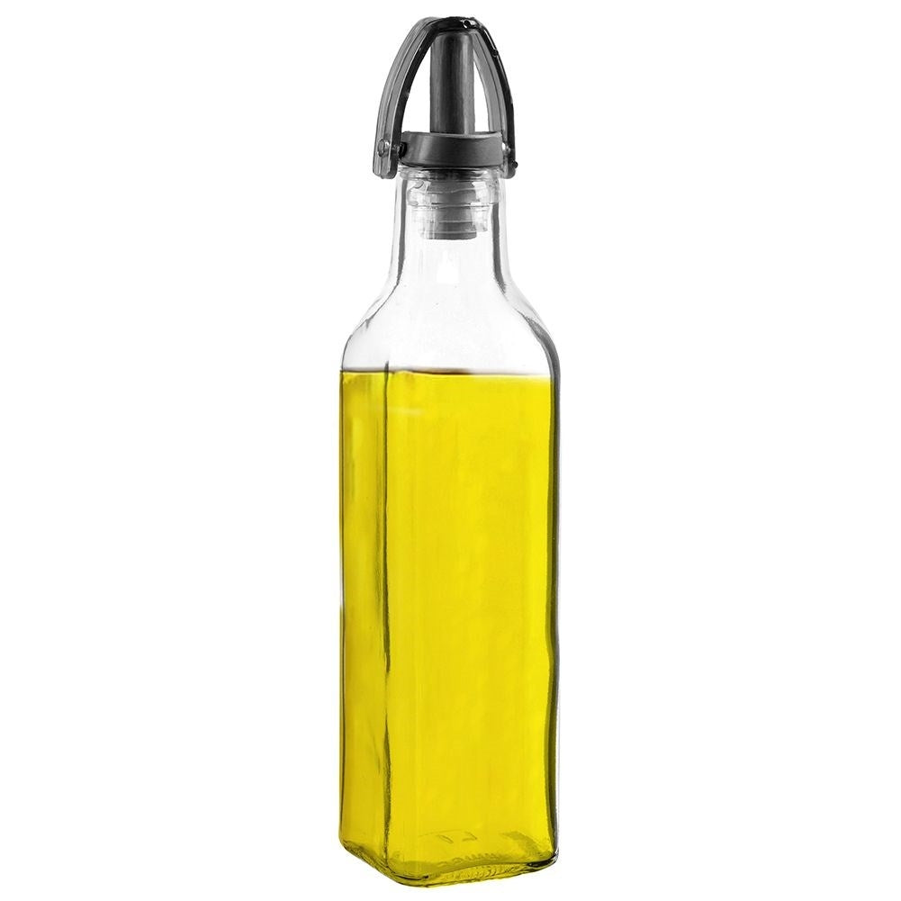 Glass bottle for oil/vinegar with pouring spout and cap