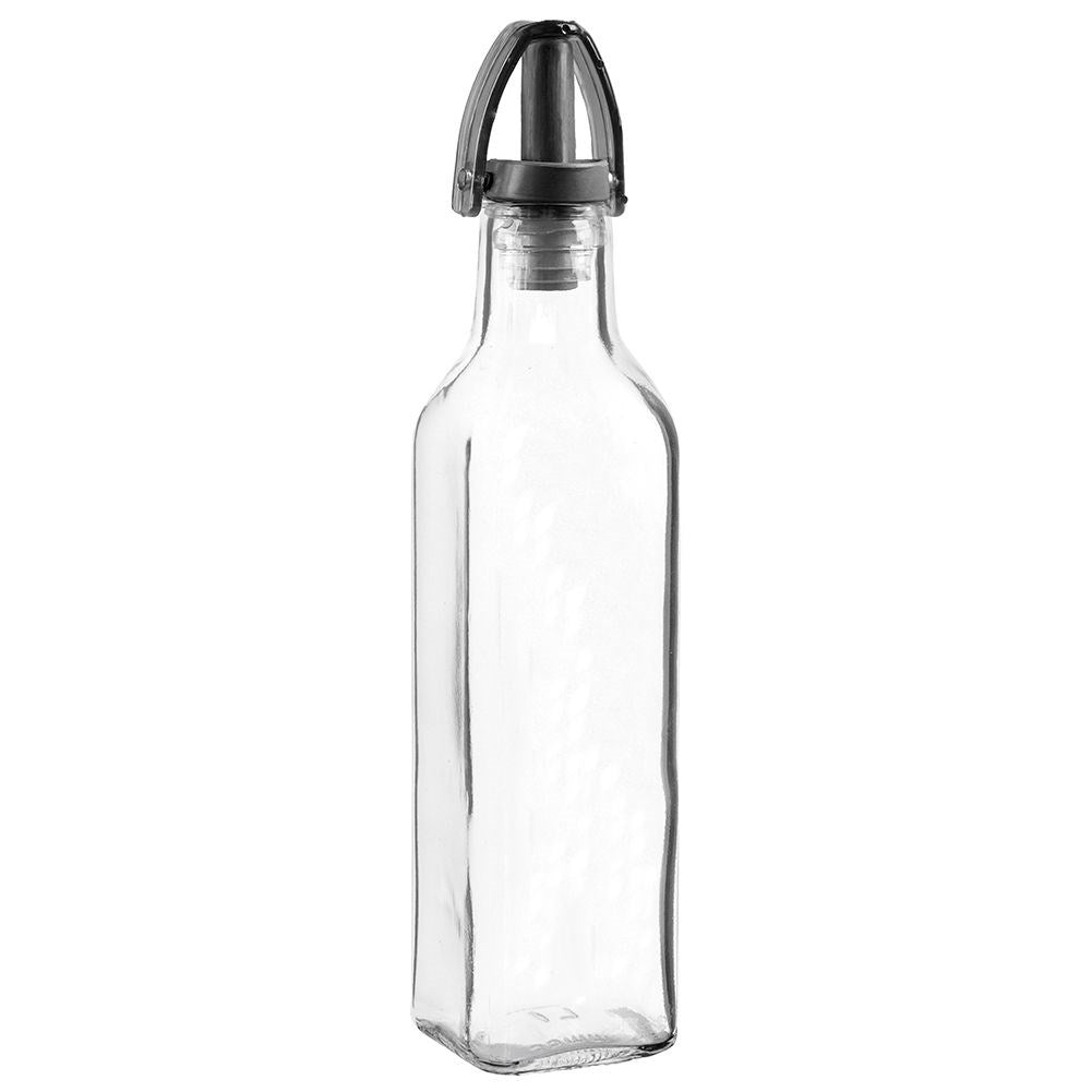 Glass bottle for oil/vinegar with pouring spout and cap