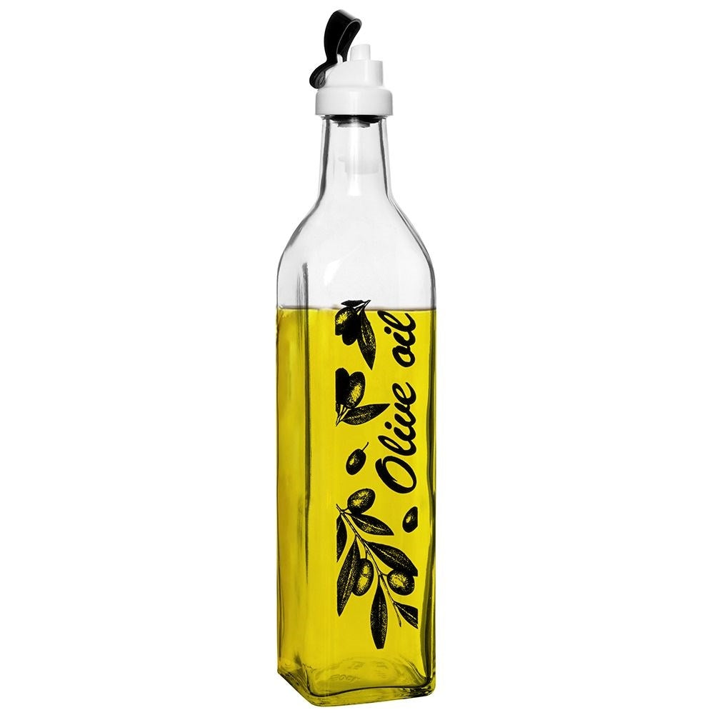 Glass bottle for oil with dispenser, 500 ml - for garlic & herbs