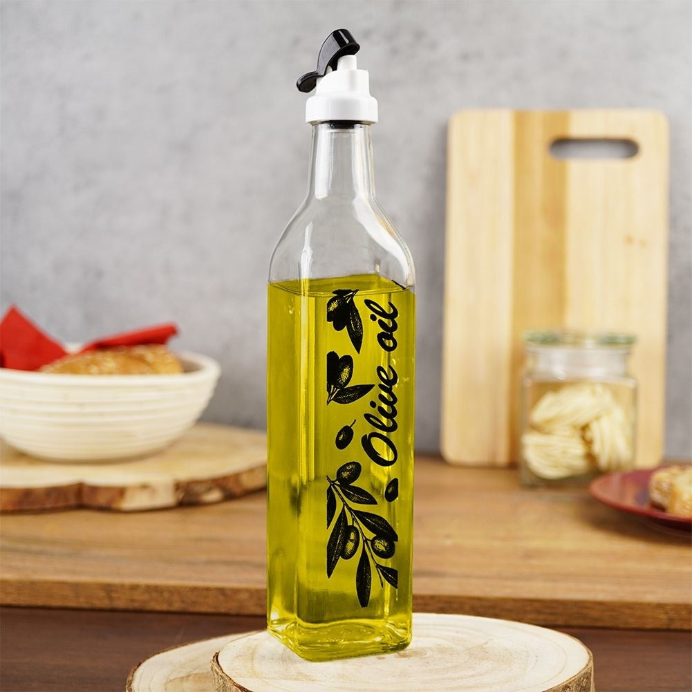 Glass bottle for oil with dispenser, 500 ml - for garlic & herbs