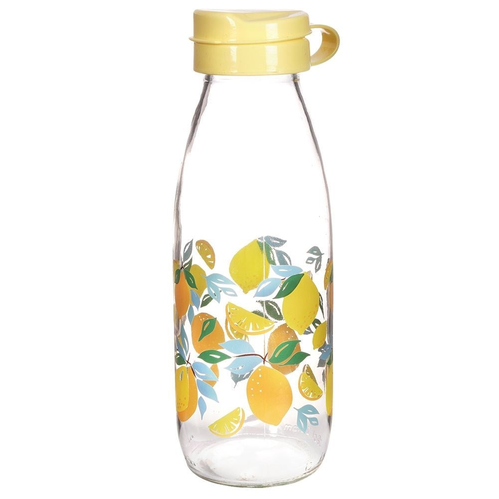 Glass bottle with lemon motif