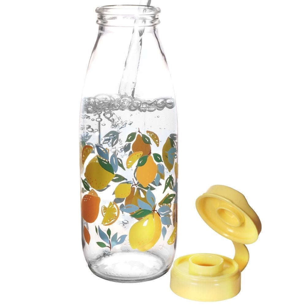 Glass bottle with lemon motif