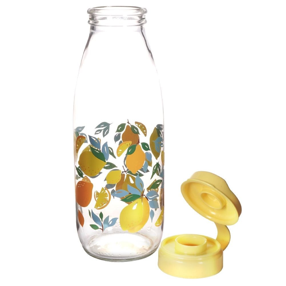 Glass bottle with lemon motif