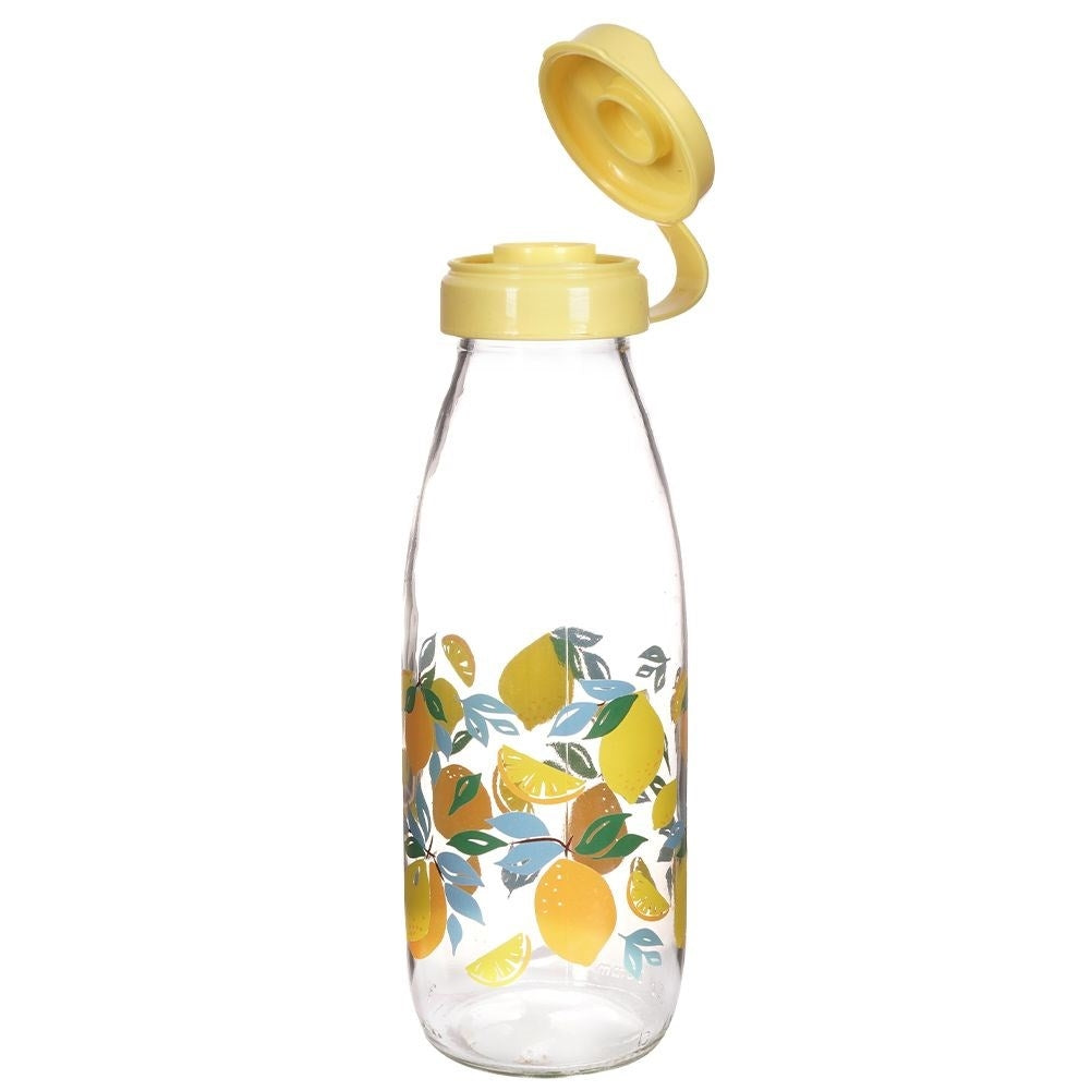 Glass bottle with lemon motif