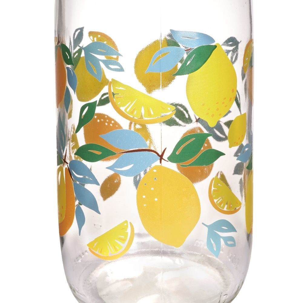 Glass bottle with lemon motif