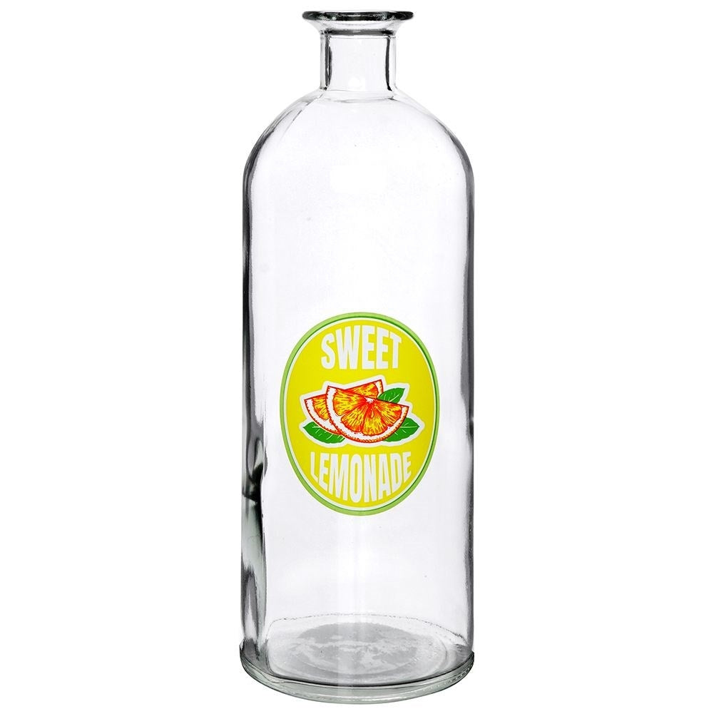 Glass bottle with lemon motif and cork, 1 liter