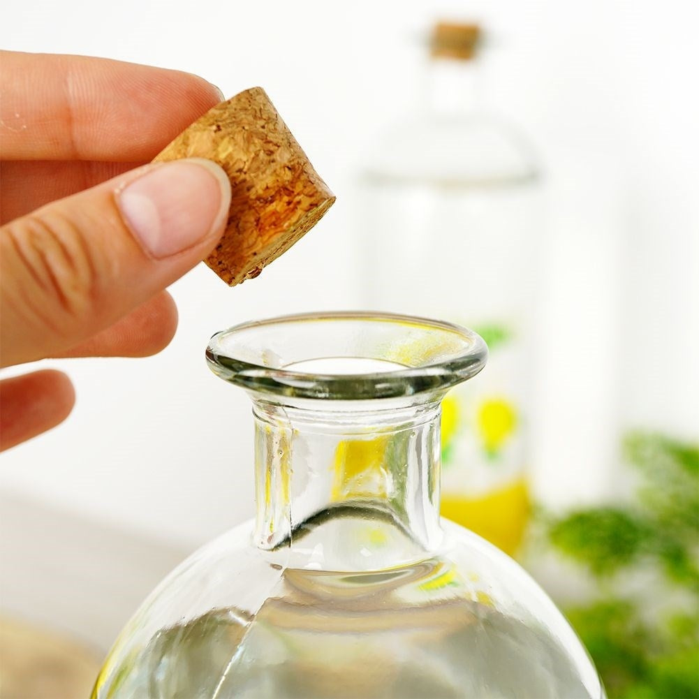 Glass bottle with lemon motif and cork, 1 liter