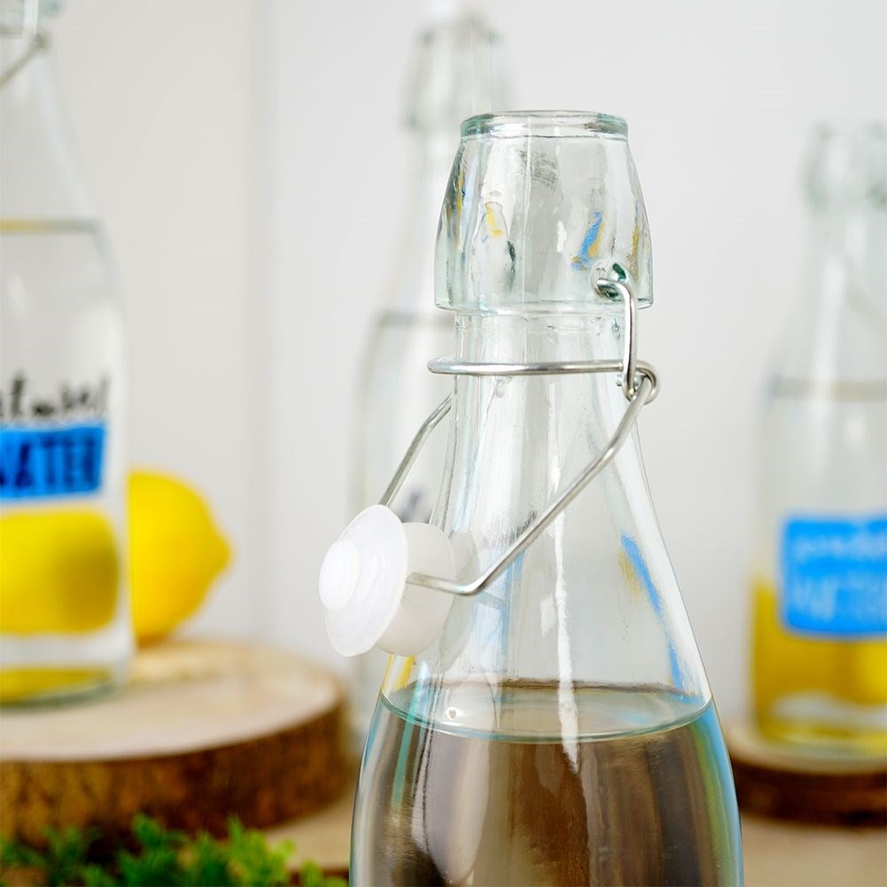 Glass bottle with patent cork, rubber seal for beverage storage