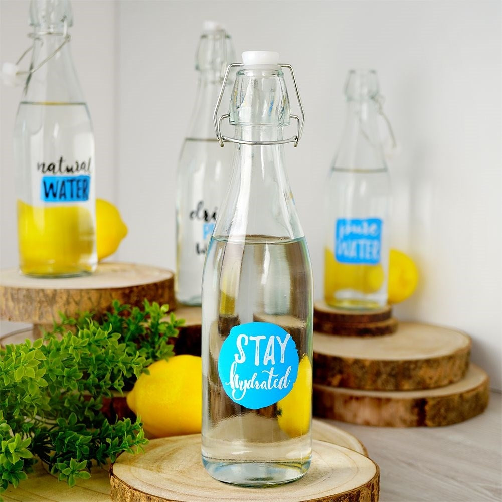 Glass bottle with patent cork, rubber seal for beverage storage