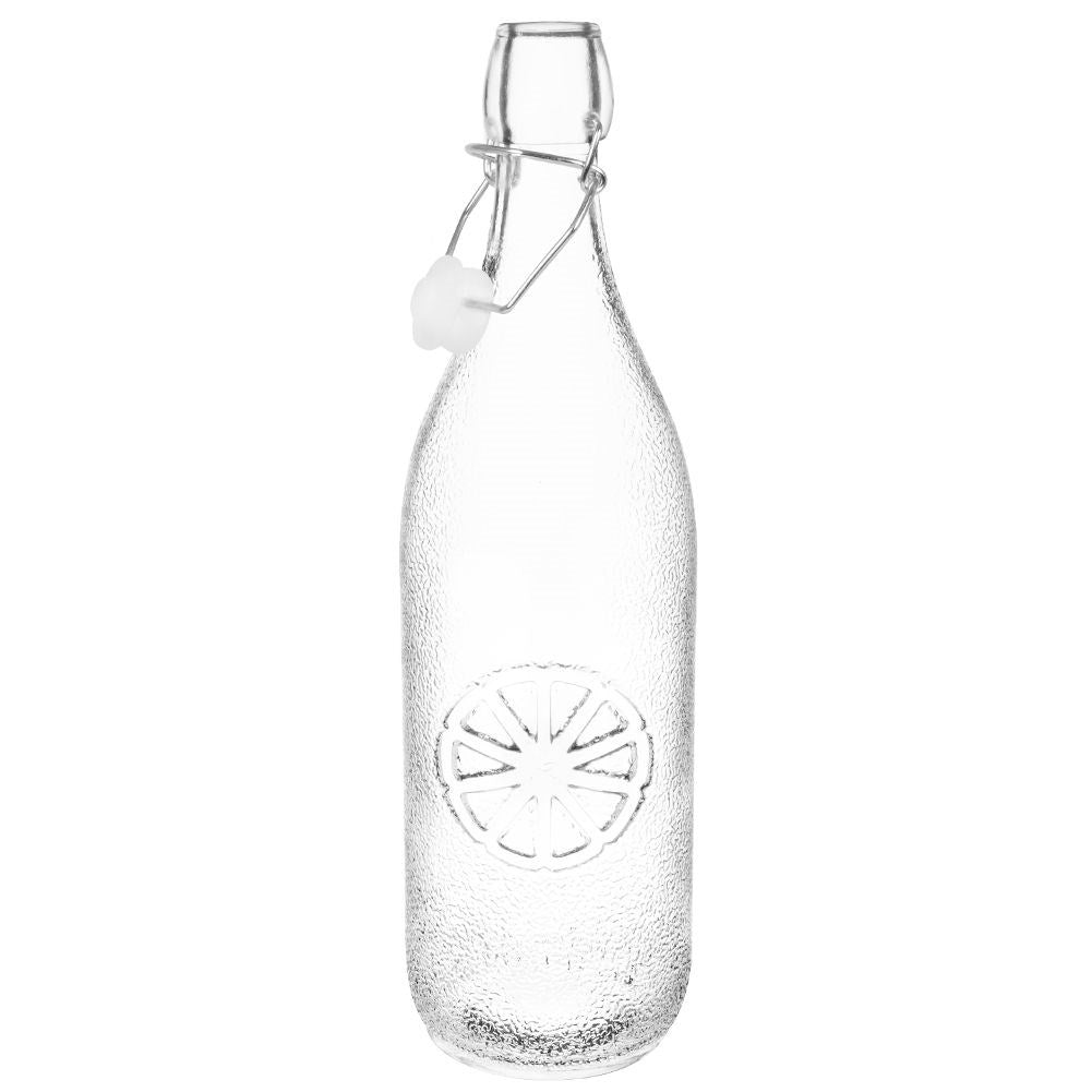 Glass bottle with patented cork lock and clamp