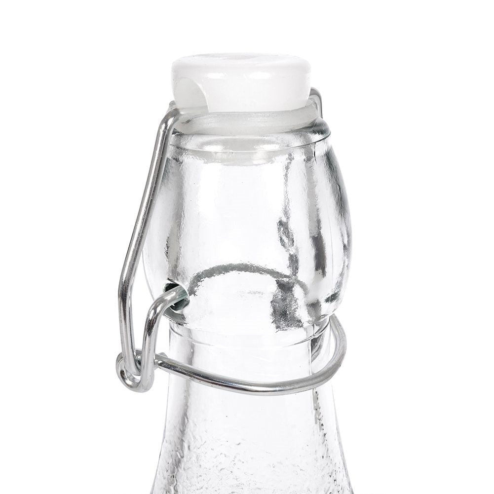 Glass bottle with patented cork lock and clamp