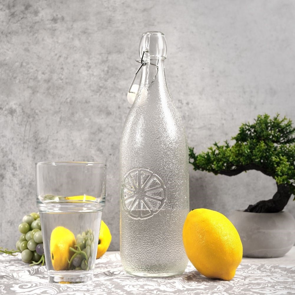 Glass bottle with patented cork lock and clamp