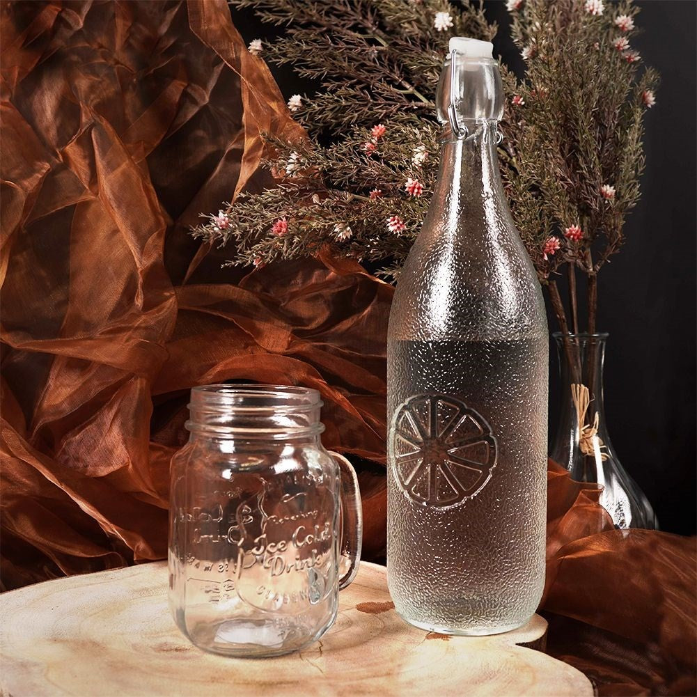 Glass bottle with patented cork lock and clamp