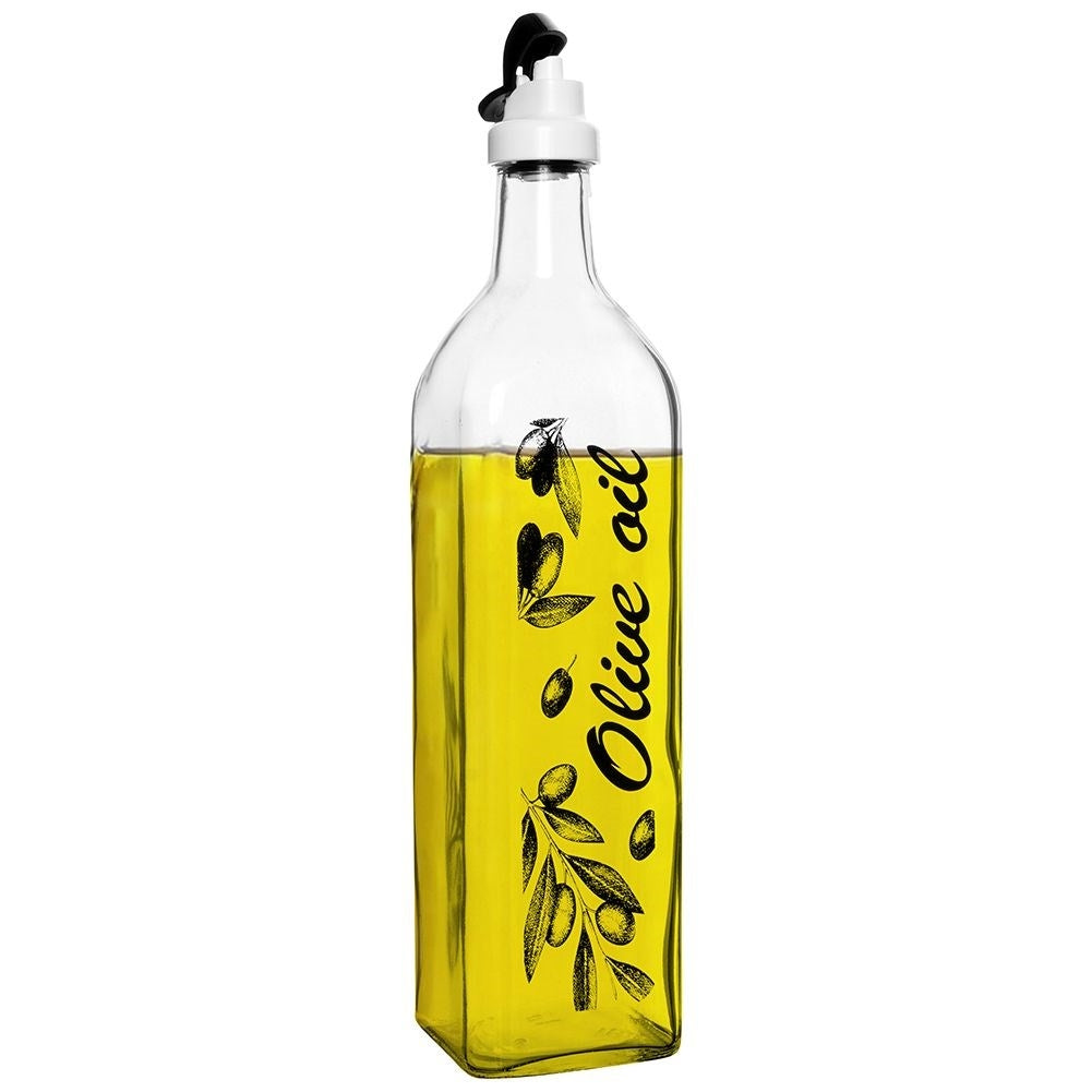 Glass bottle with resealable dispenser for olive oil
