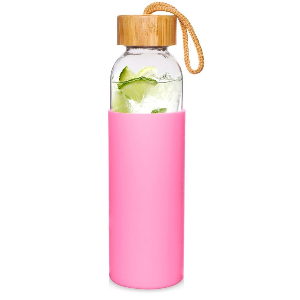 Glass bottle with silicone cover and wooden lid