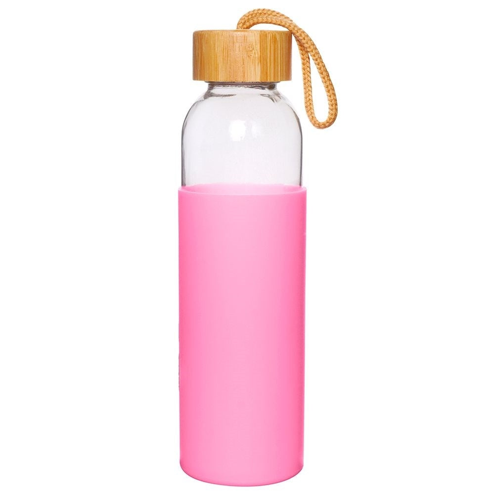 Glass bottle with silicone cover and wooden lid