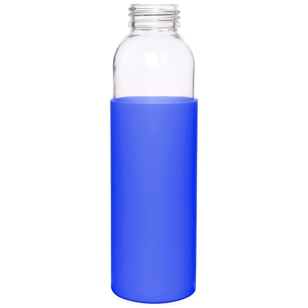 Glass bottle with silicone protection and wooden cork for drinks