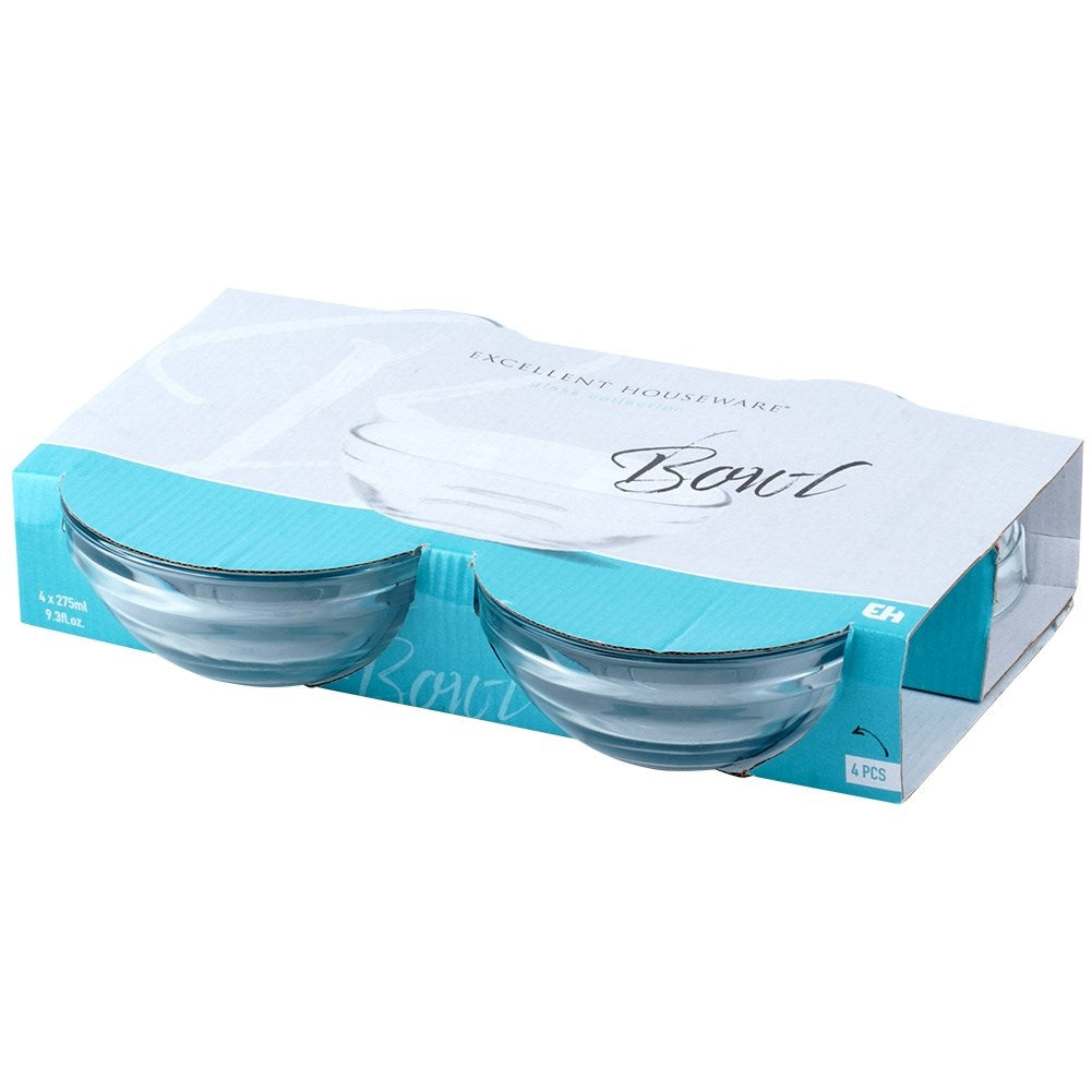 Glass bowls 12 cm, 275 ml 4 pcs.