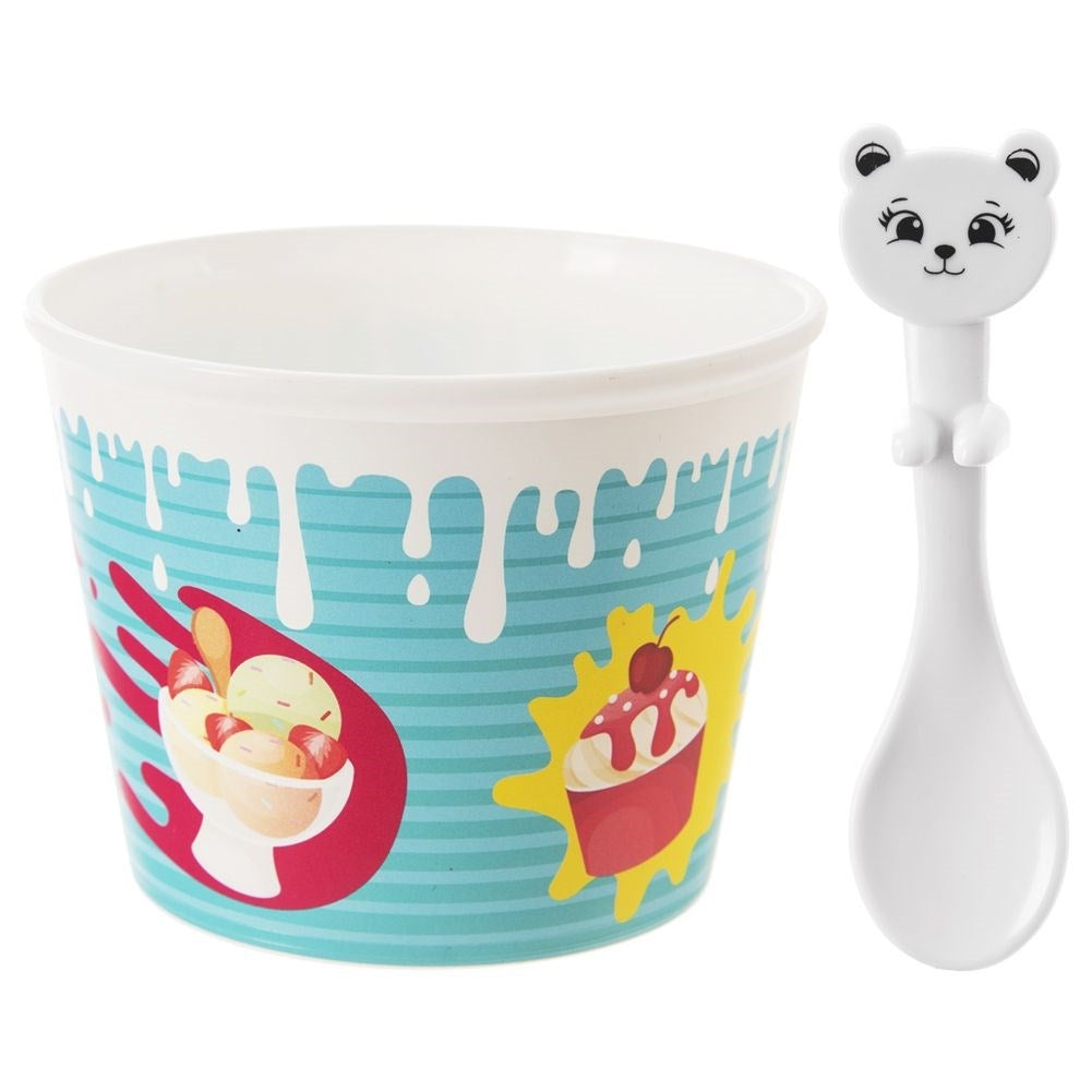 Glass bowls with bear-shaped spoons - 4 sets