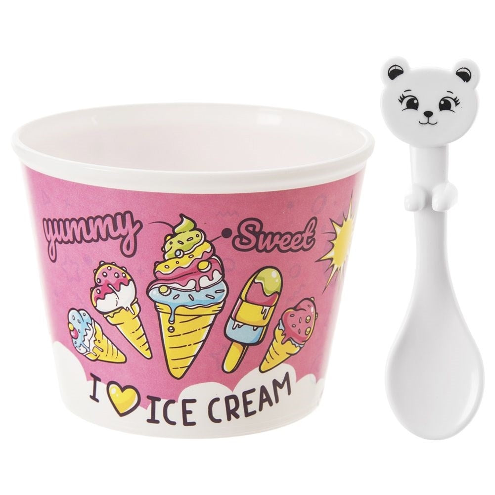 Glass bowls with bear-shaped spoons - 4 sets