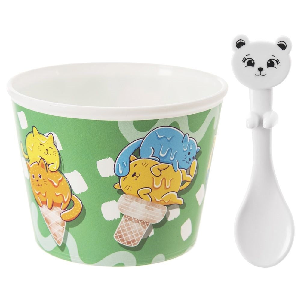 Glass bowls with bear-shaped spoons - 4 sets
