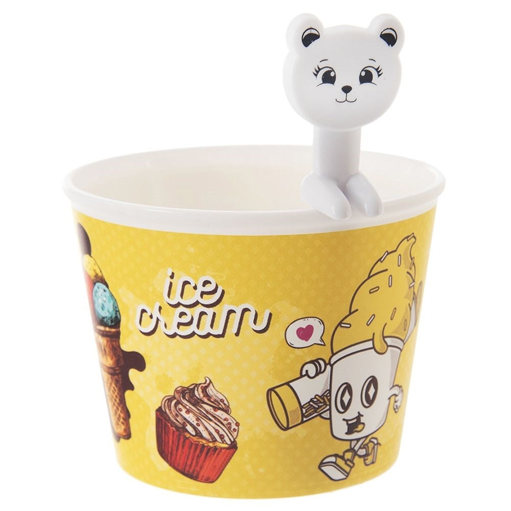 Glass bowls with bear-shaped spoons - 4 sets