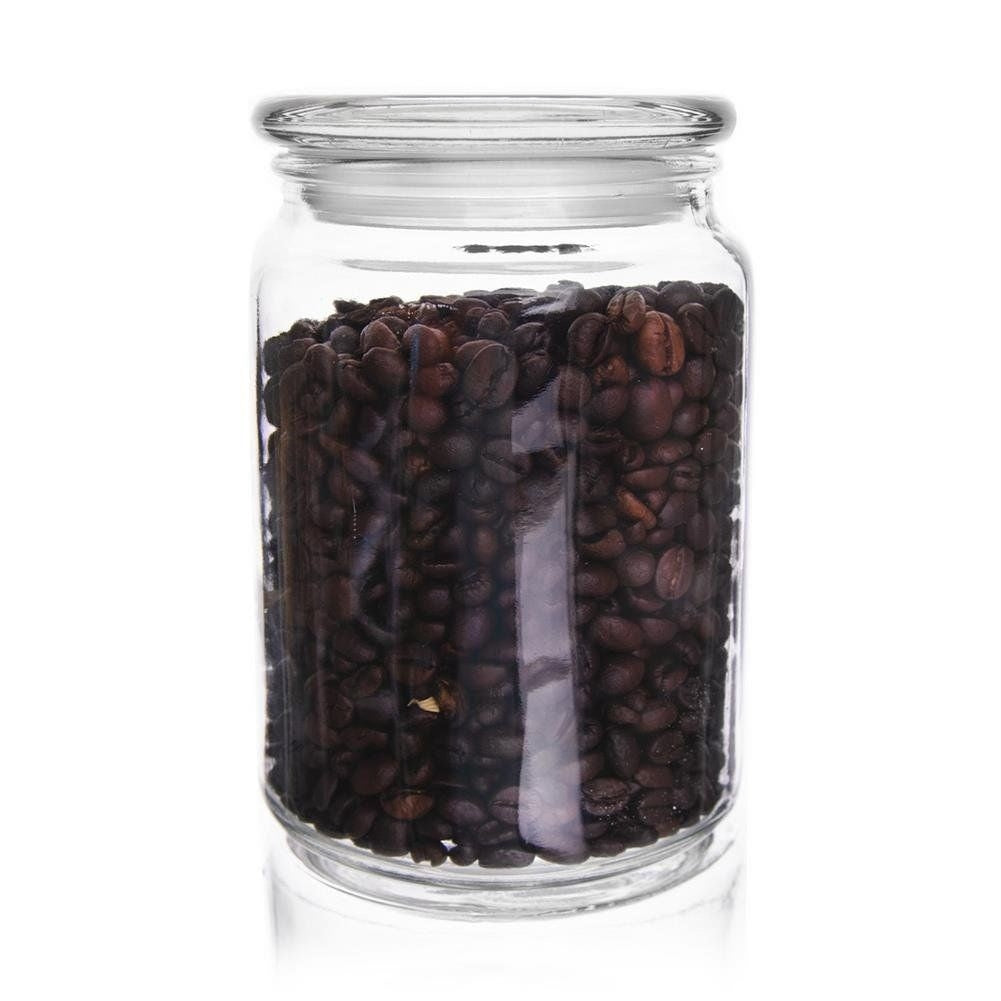 Glass container for dry and liquid goods with tight lid