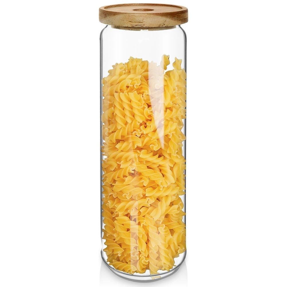 Glass container in borosilicate glass with acacia wood lid