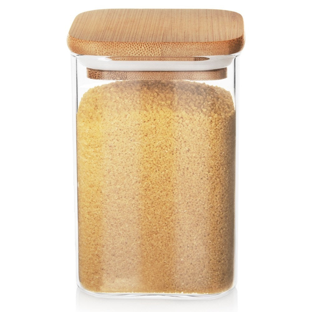 Glass container in borosilicate glass with airtight bamboo lid