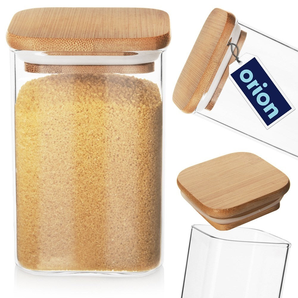Glass container in borosilicate glass with airtight bamboo lid