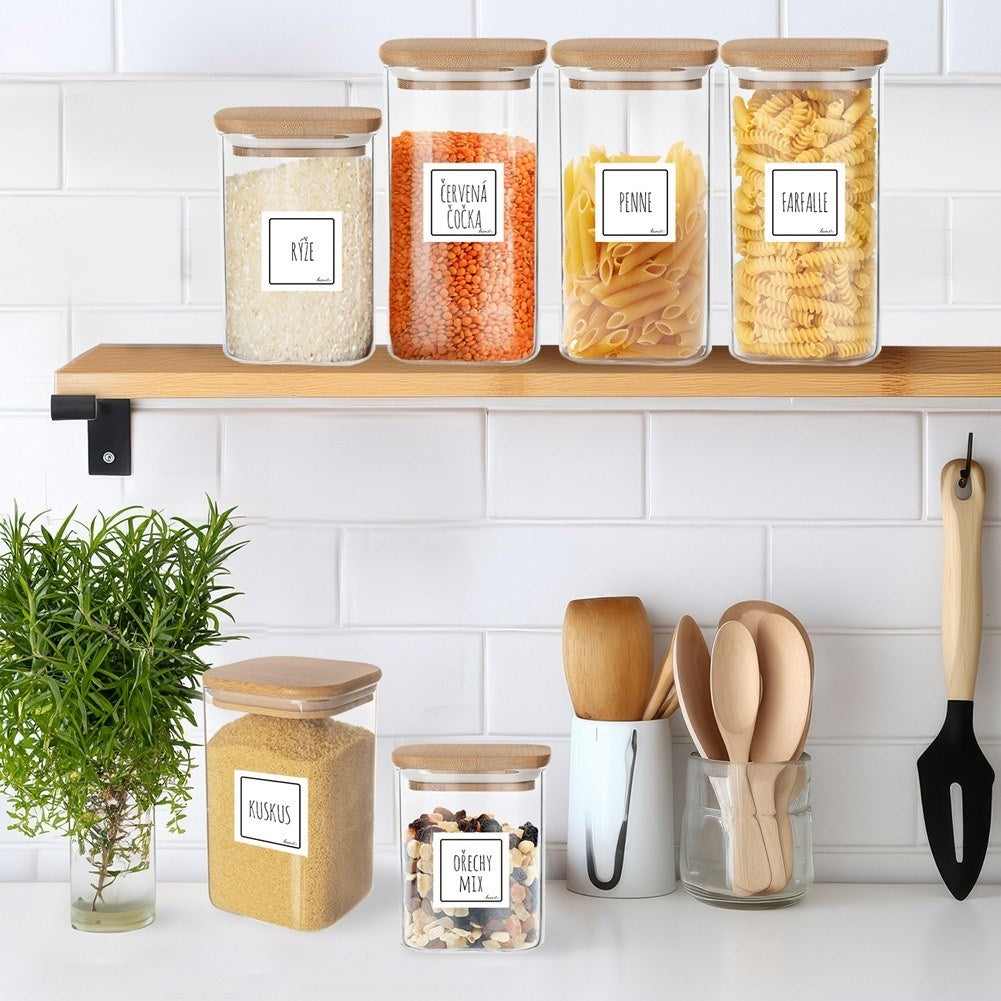 Glass container in borosilicate glass with airtight bamboo lid