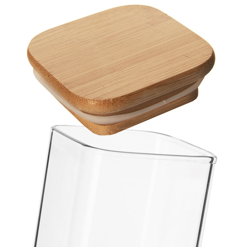 Glass container in borosilicate glass with airtight bamboo lid