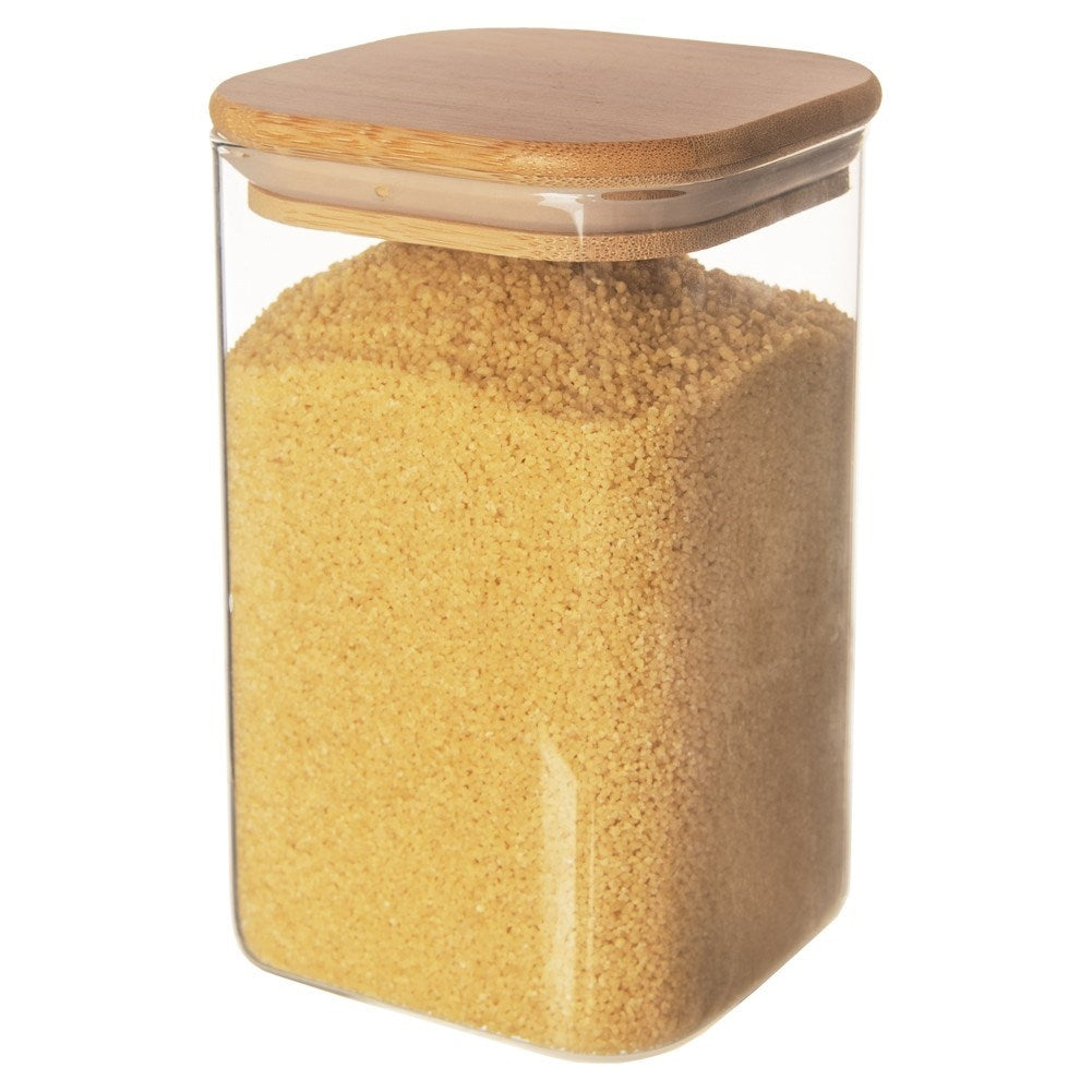 Glass container in borosilicate glass with airtight bamboo lid
