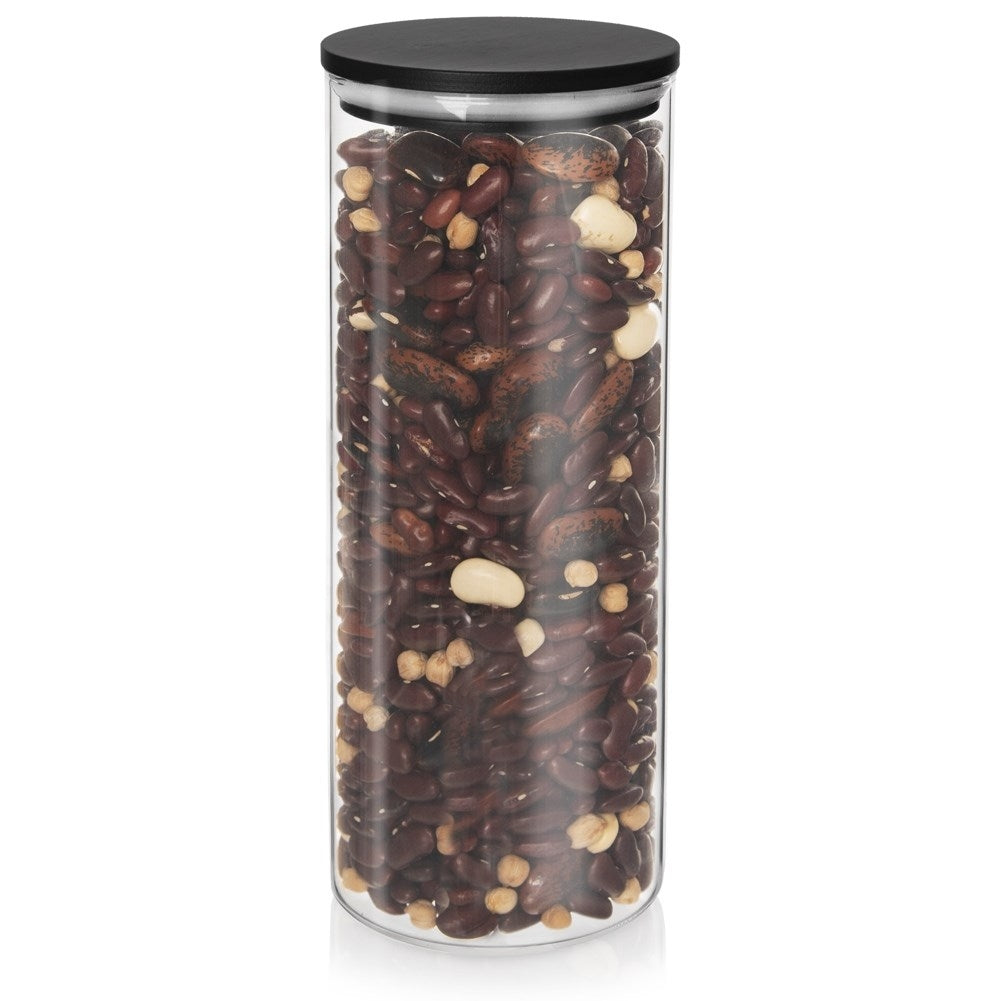Glass container in borosilicate glass with tight-fitting bamboo lid