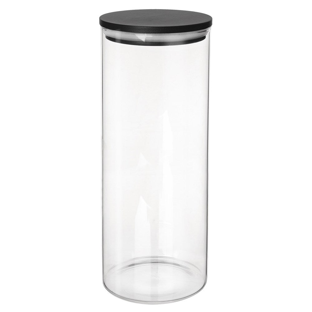 Glass container in borosilicate glass with tight-fitting bamboo lid