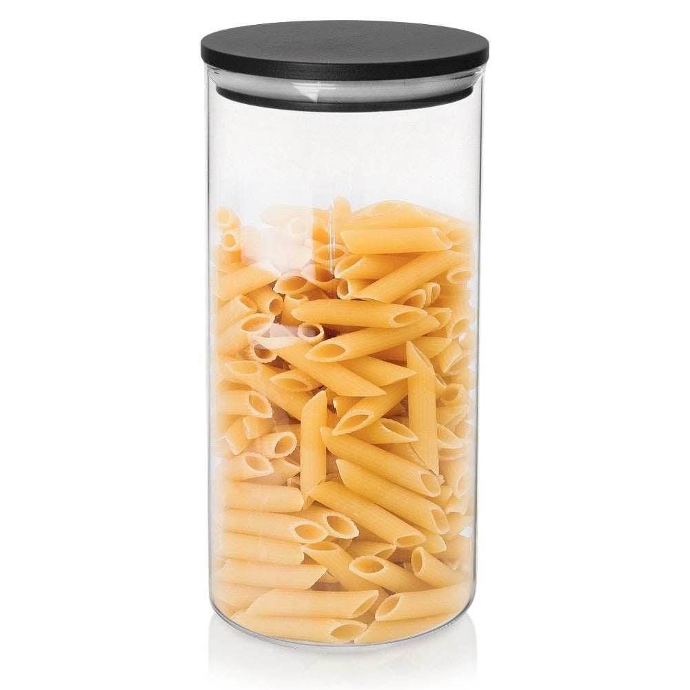 Glass container made of borosilicate glass with a tight bamboo lid