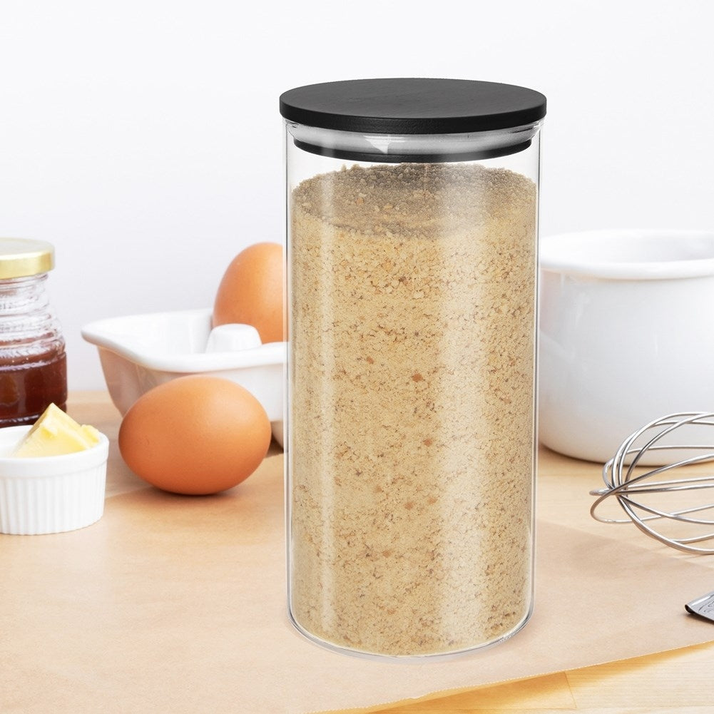 Glass container made of borosilicate glass with a tight bamboo lid