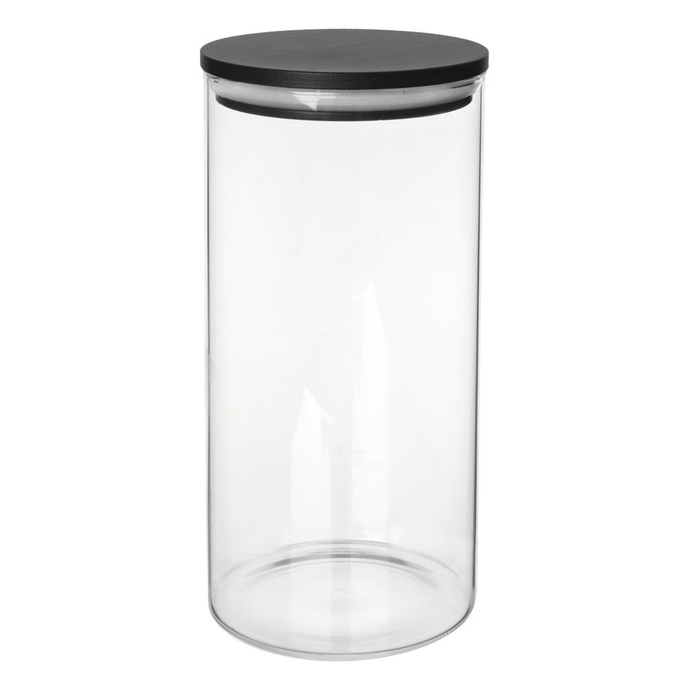 Glass container made of borosilicate glass with a tight bamboo lid