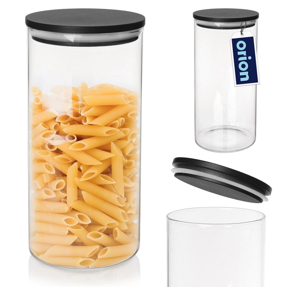 Glass container made of borosilicate glass with a tight bamboo lid
