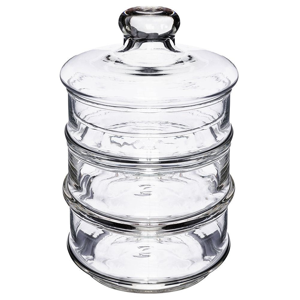 Glass container set with lid for kitchen storage of sweets