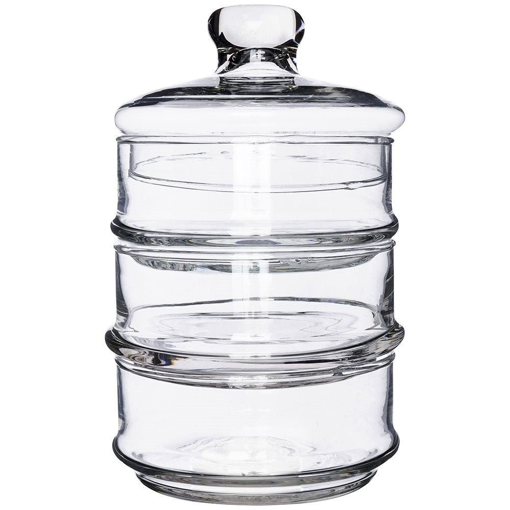 Glass container set with lid for kitchen storage of sweets